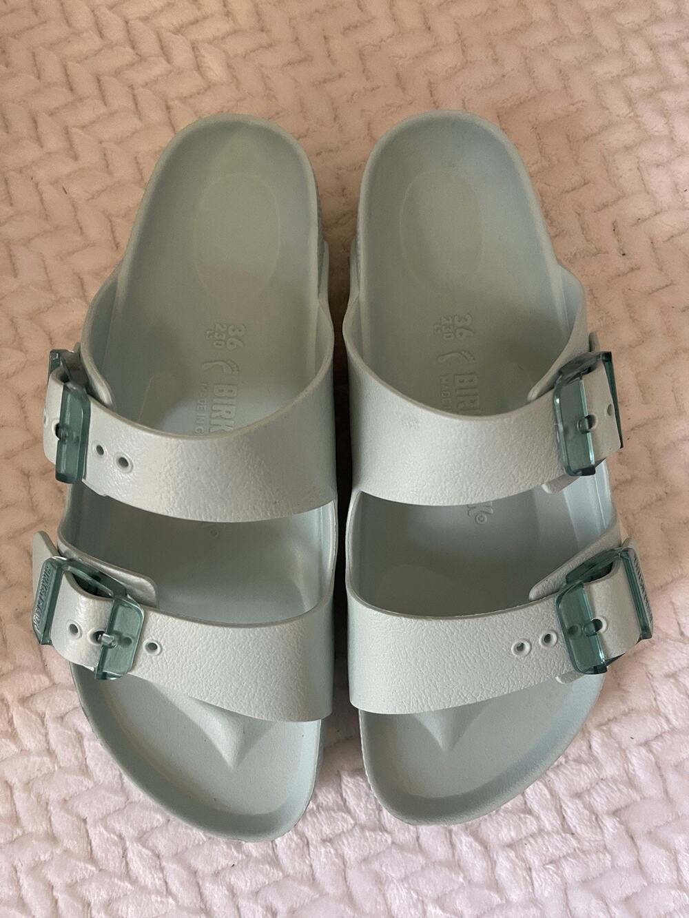 Birkenstock Arizona EVA Slide Mint Green EU36 Womens US 5 Translucent Buckle